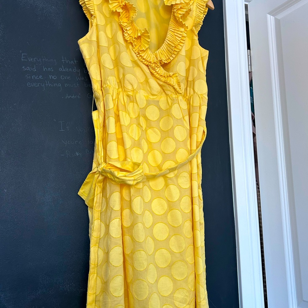 Yellow Ruffled Polka Dot Dress size 12